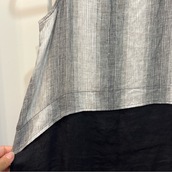 Chalet 100% Linen Dress Gray And Black Sleeveless Women’s Size XS Knee Length - Picture 4 of 10